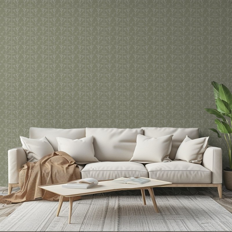 Picture of Twigs and Heron in Olive - 1033801-02